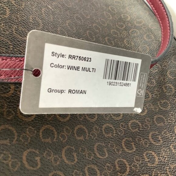 *NEW* Guess Handbag Tote, Style-Roman, Wine-Multi - Picture 8 of 9